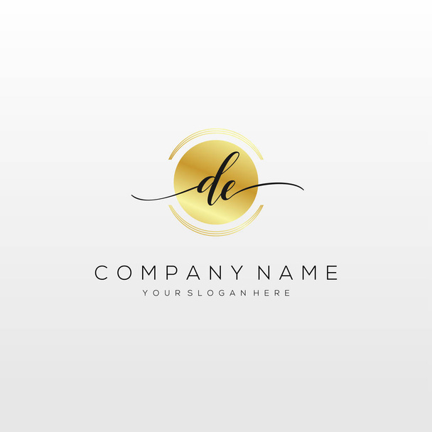DE inicial Handwriting Logo vetor, logotipo para negócios, beleza, moda e outro
. - Vetor, Imagem