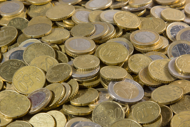 ユーロ硬貨ヒープのクローズ アップ - 写真・画像