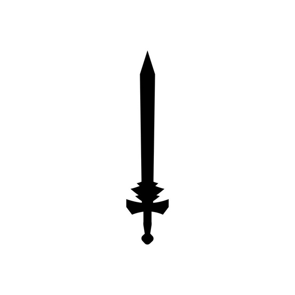 Izolowana ikona miecza na białym tle. Fantasy Warrior projektuje sylwetkę broni. Ilustracja Logo Vector. Ręcznie rysowane sztylety i noże. Projekt pliku Eps 10 - Wektor, obraz