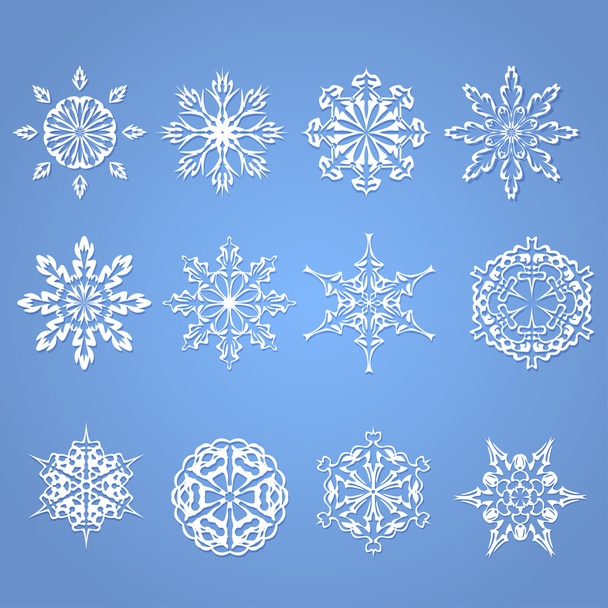 Set of 12 snowflakes. Vector illustration - Вектор, зображення
