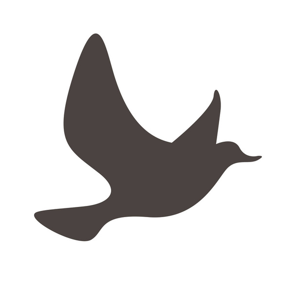 Repülő sziluett kis természetes madár ikon elszigetelt fehér - Vektor, kép