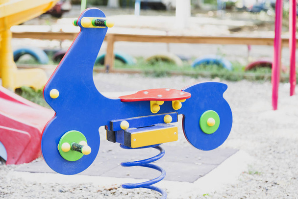 Wooden motorcycle for a children's game complex. - Foto, Bild