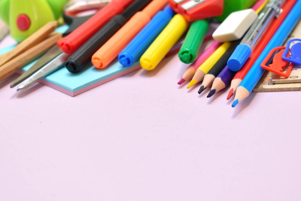 education background. Stationery. Training time. School knowledge. - 写真・画像