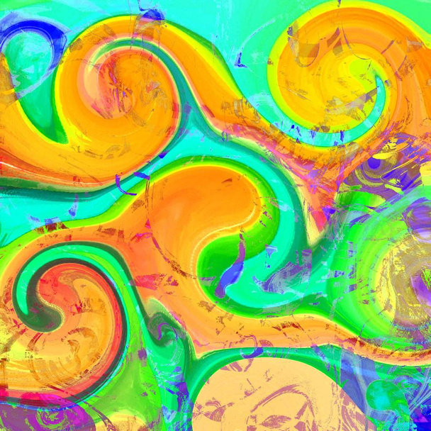 жидкий абстрактный фон с полосами масляной живописи - Фото, изображение