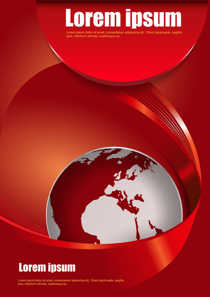 Vector red abstract brochure background with 3D globe - Vektor, kép