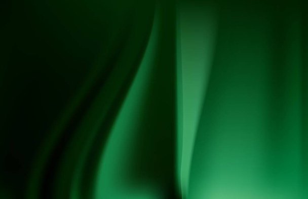 Hedvábný smaragdový závěs na tapetu. Zelené přírodní pozadí s měkkými záhyby - Vektor, obrázek