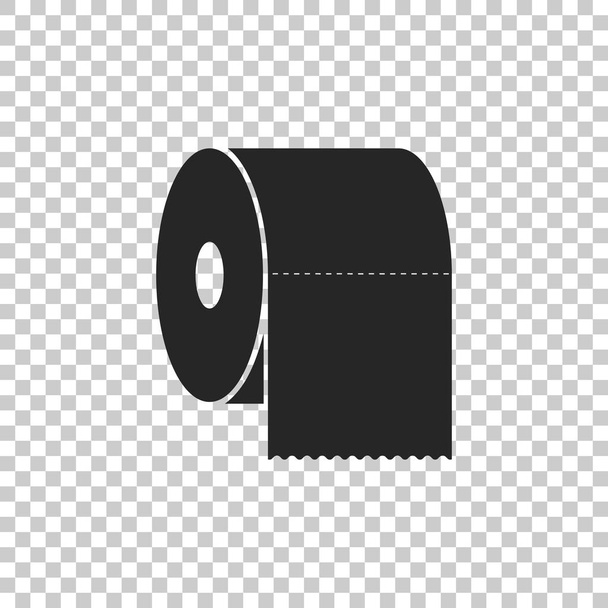 Schwarzes Toilettenpapierrollen-Symbol auf transparentem Hintergrund. Flaches Design. Vektorillustration - Vektor, Bild