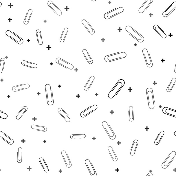 Black Paper clip icon isolated seamless pattern on white background. Vector Illustration - Vector, imagen