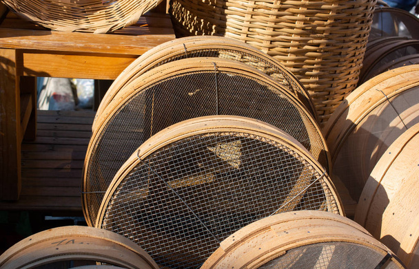 Traditional type wooden sieves - Photo, Image