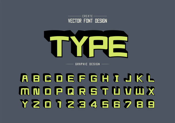 Varjo sarjakuva fontti ja aakkoset vektori, Square kirjoituskone kirjain ja numero suunnittelu, Graafinen teksti taustalla
 - Vektori, kuva