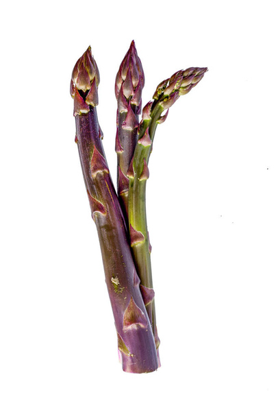 Purple and green asparagus, isolated - Фото, зображення