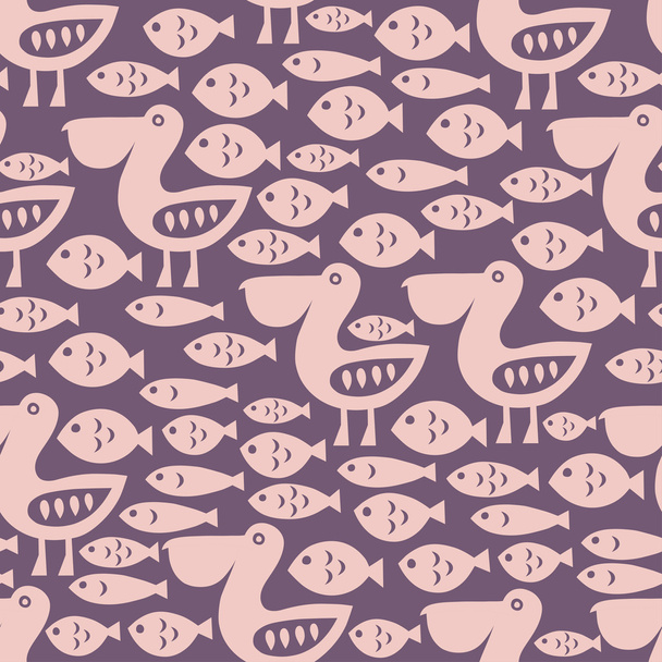 Pelican seamless pattern - Vetor, Imagem