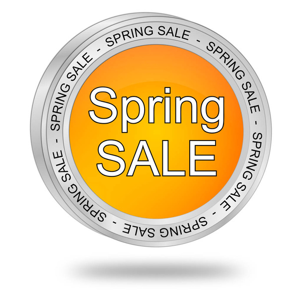 Botón de venta de primavera naranja - Ilustración 3D
 - Foto, imagen