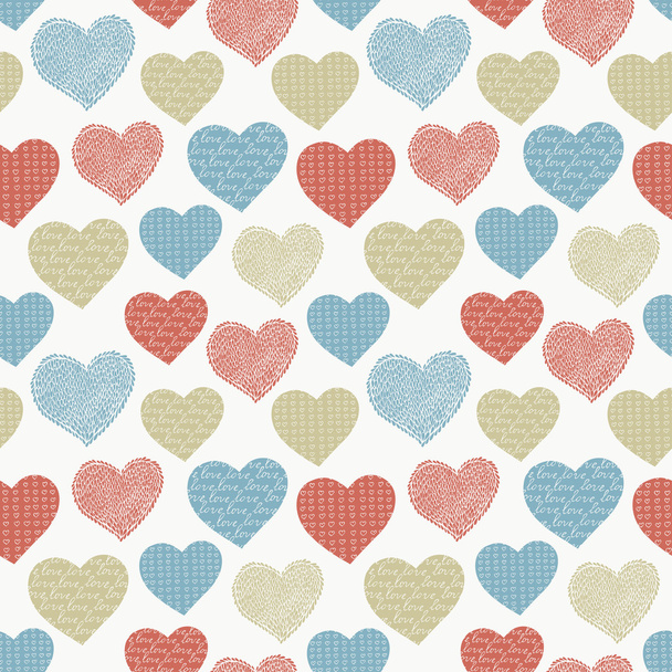 Heart hand drawn background - Vector, Image