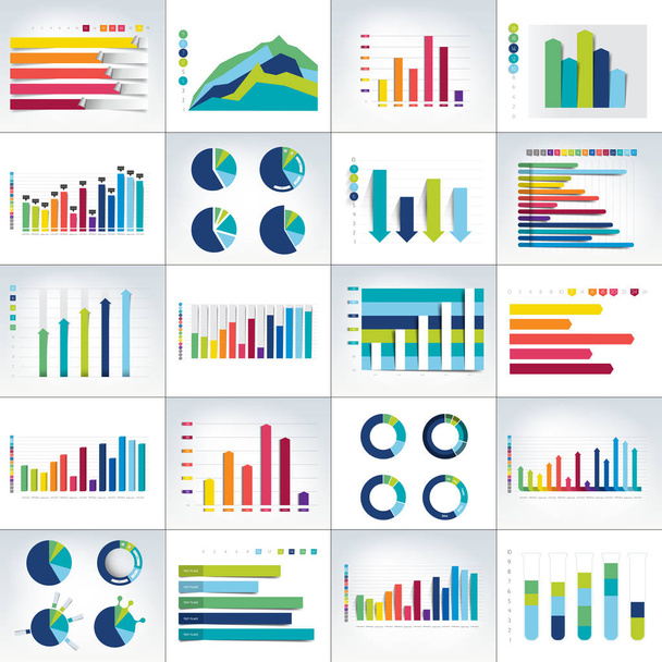 Mega set of charst, graphs. Infographics business elements. - Vector, Imagen