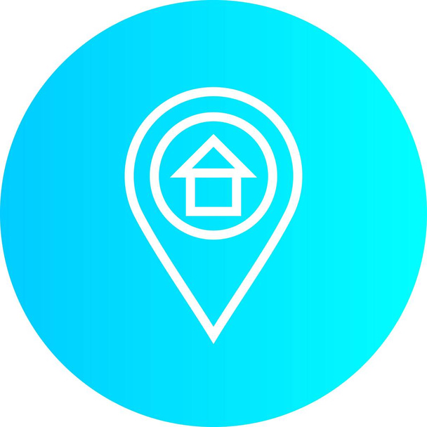 Modrý gradient dům obytné oblasti Mapa Umístění Ikona na bílém pozadí pro použití ve webovém rozhraní aplikace. Může být také využit pro cestovní ruch a cestovní ruch. - Vektor, obrázek