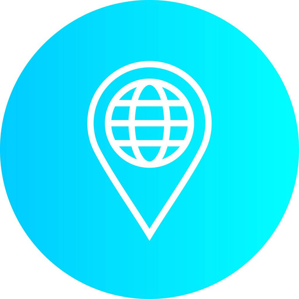 Blue gradient global Map Location Icon on a white background to use in a web application interface. It can also be used for the travel and tourism industry. - Vector, Image