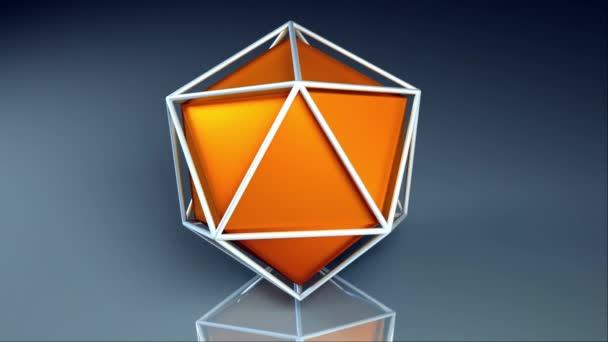 icosaèdre généré par ordinateur. Platonique orange à l'intérieur d'un treillis, rendu 3D forme géométrique
 - Séquence, vidéo