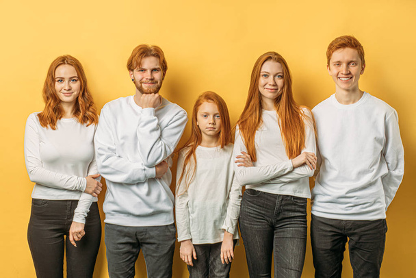 portrait of red haired brothers and sisters posing together - Foto, afbeelding