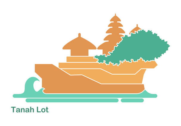 Tanakh Lot. Chrám na Bali. Indonésie. Stylizovaná ikona plochého vektoru - Vektor, obrázek