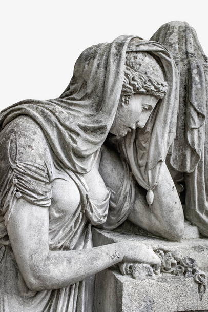 Mulher a chorar no cemitério. Uma imagem do sofrimento
 - Foto, Imagem