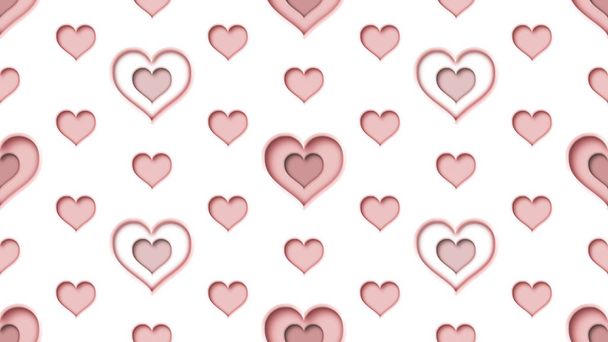 απρόσκοπτη απεικόνιση μοτίβο σχήματα καρδιά 3d καθιστούν - Φωτογραφία, εικόνα