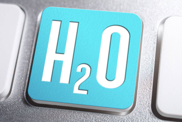 H2o Wzór chemiczny na wodę na przycisku klawiatury - Zdjęcie, obraz