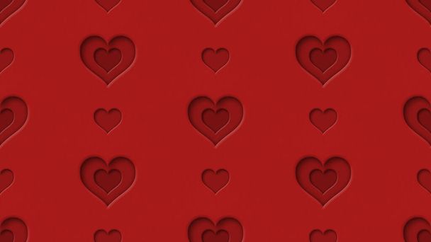 seamless heart shapes pattern illustration 3d render - Fotografie, Obrázek