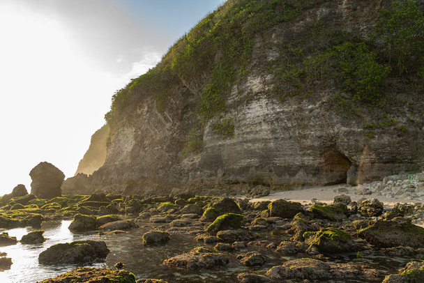 Beautiful high cliff on seashore stock photo - Foto, Bild