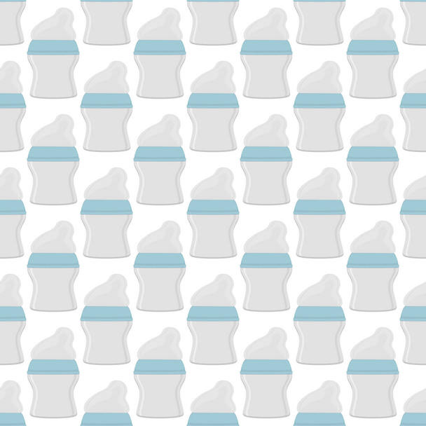 zestaw dla niemowląt mleko w przezroczystej butelce z gumowym smoczkiem - Wektor, obraz