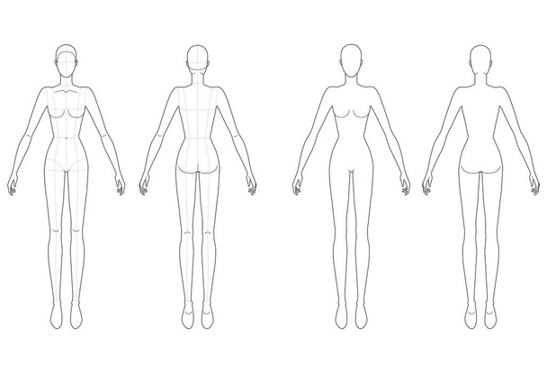 Fashion template of standing women.  - Vector, Image