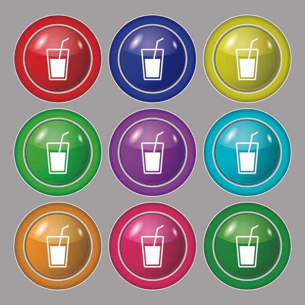 Soft drink  icon sign. symbol on nine round colourful buttons. Vector illustration - Вектор, зображення