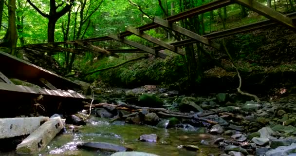 Abandoned railway track above the stream of Csarna - Footage, Video