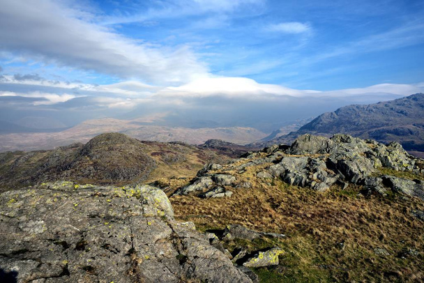 Sunlight on the summit of Green Crag - Photo, Image