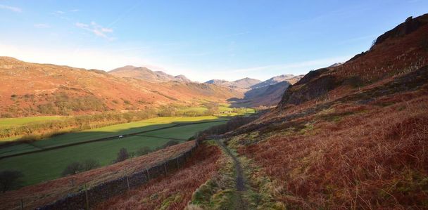 Track down to the green pasture of the Eskdale Valley - Photo, Image