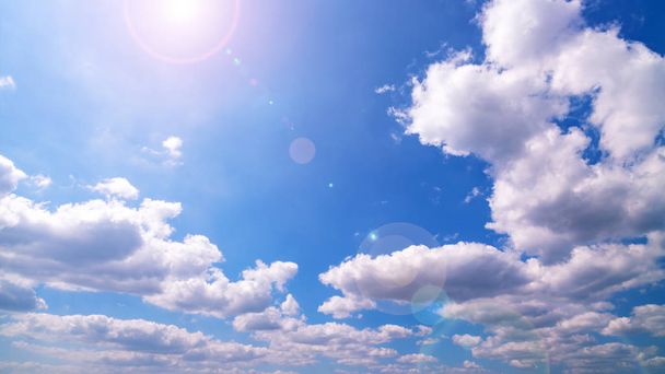 Sky and cloud with sun flare Good weather day background. - Photo, Image