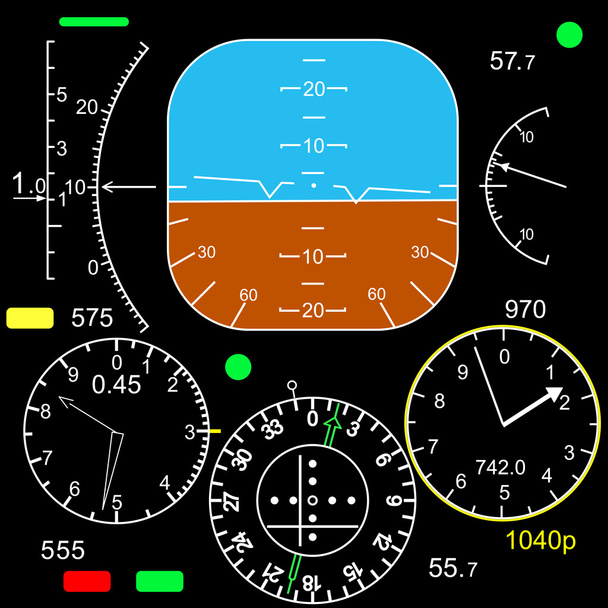 Ovládací panel v kabině letadla - Vektor, obrázek