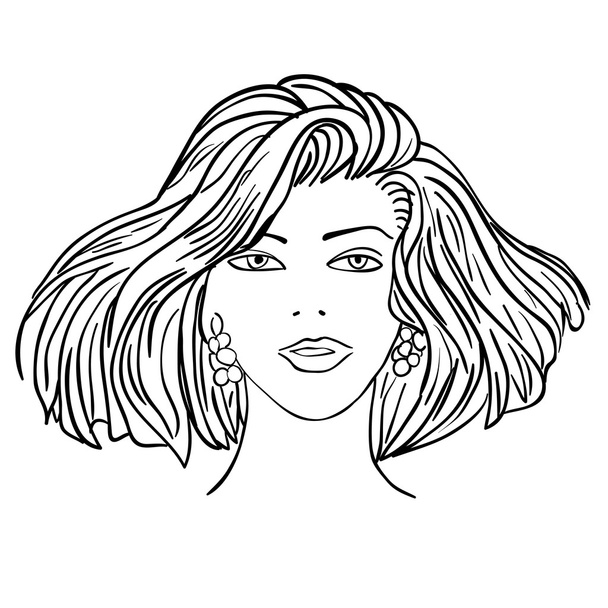 Hand-drawn fashion model. Vector illustration. Woman's face - Vector, Image