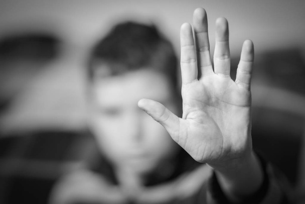 Stop hand of child, sign of discrimination symbol - Photo, Image