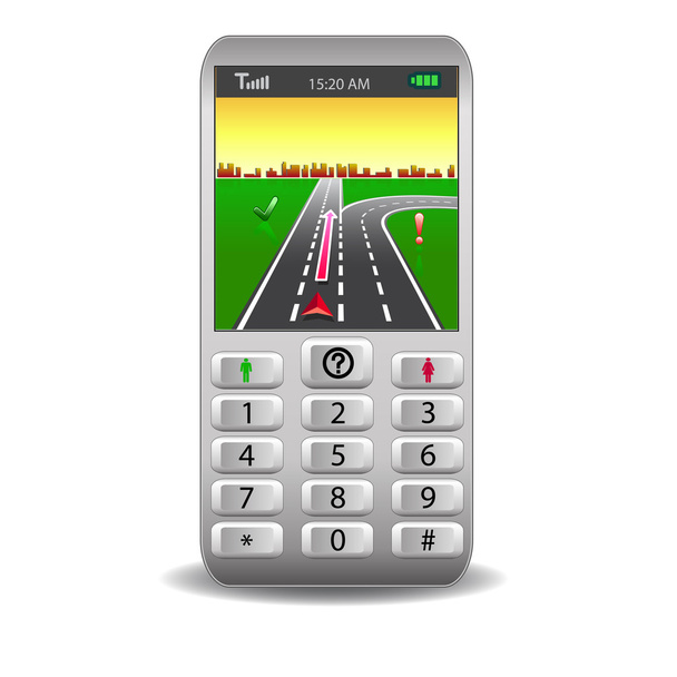 グローバル ポジショニング システム道路地図とのベクトル携帯電話 - ベクター画像