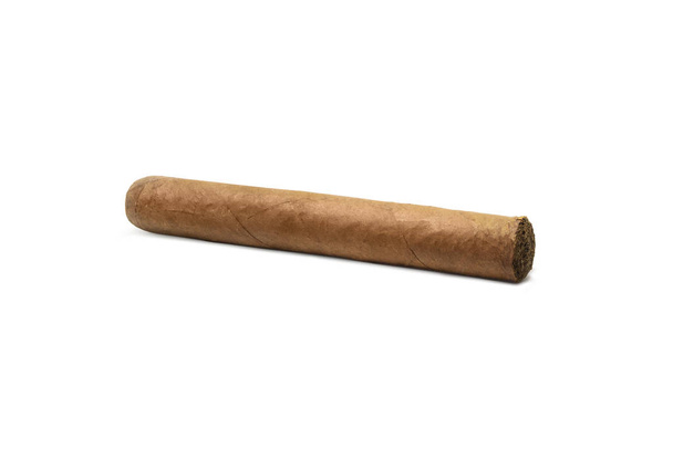 cigarro cubano original aislado sobre fondo blanco. Primer plano
 - Foto, imagen