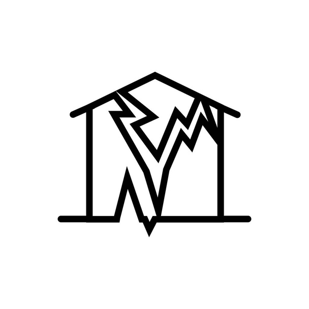 house wall broken for earthquake line style - Vector, Image
