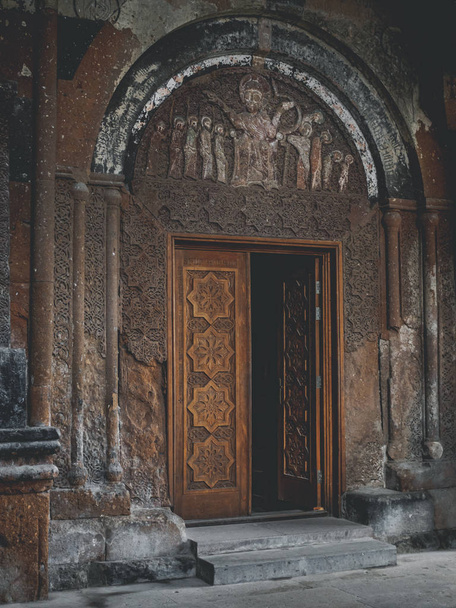 Armenia, May 2019. Decoration and interiors of old armenian Orthodox Church  - 写真・画像