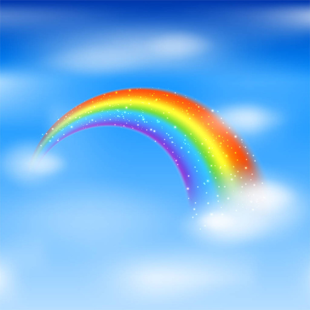 Піктограма веселки ізольована на фоні блакитного неба
 - Вектор, зображення