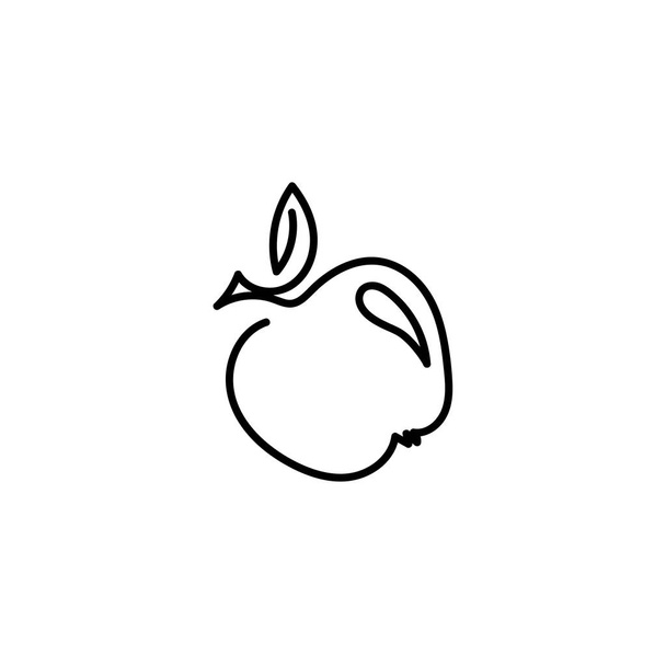 Apple icon in outline style, isolated on a white background. Summer fruits rich in vitamins, vegetarianism, vector illustration. - Vector, Image