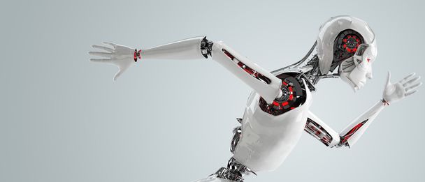 Robot android donna correre concetto di velocità
 - Foto, immagini