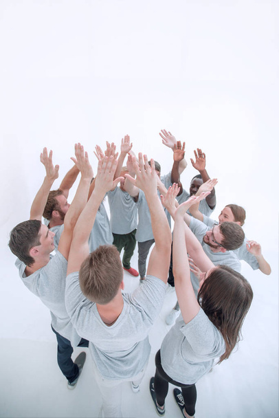 international group of like-minded people standing with hands up - Фото, зображення