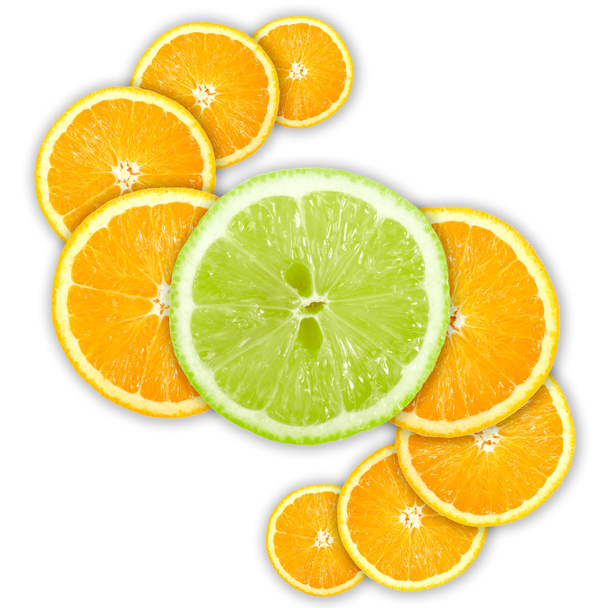 Abstract group of cross citrus fruits - Photo, image