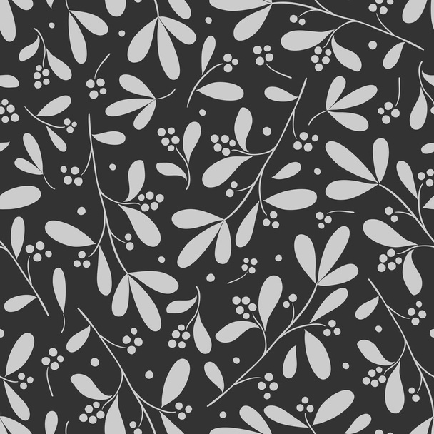 Διάνυσμα απρόσκοπτη επίπεδη μοτίβο με κλαδιά, φύλλα και μούρα. - Διάνυσμα, εικόνα