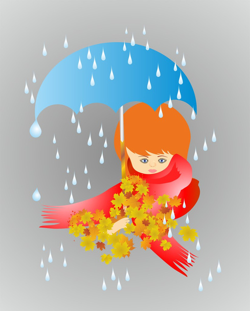 Rainy girl, - Vetor, Imagem
